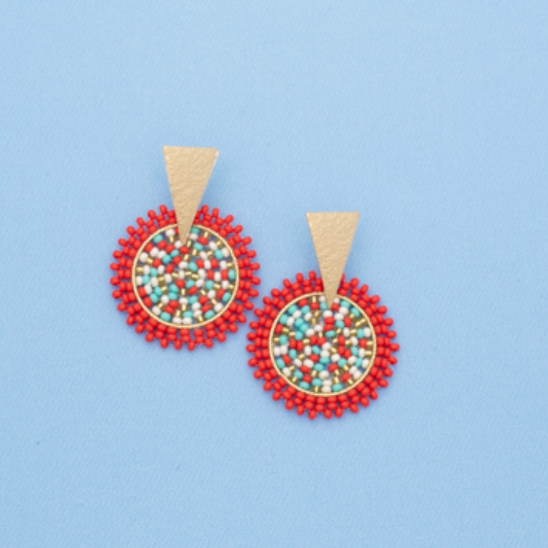 Handmade beaded explosion earrings