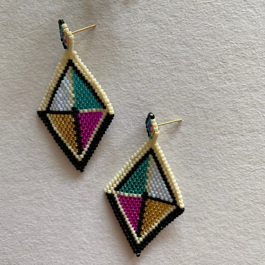 Handmade Miyuki Rhombus Earrings