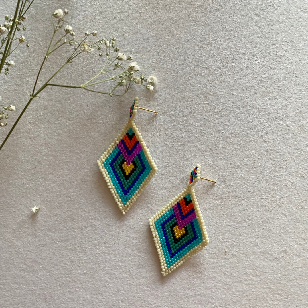 Handmade Miyuki Rhombus Earrings