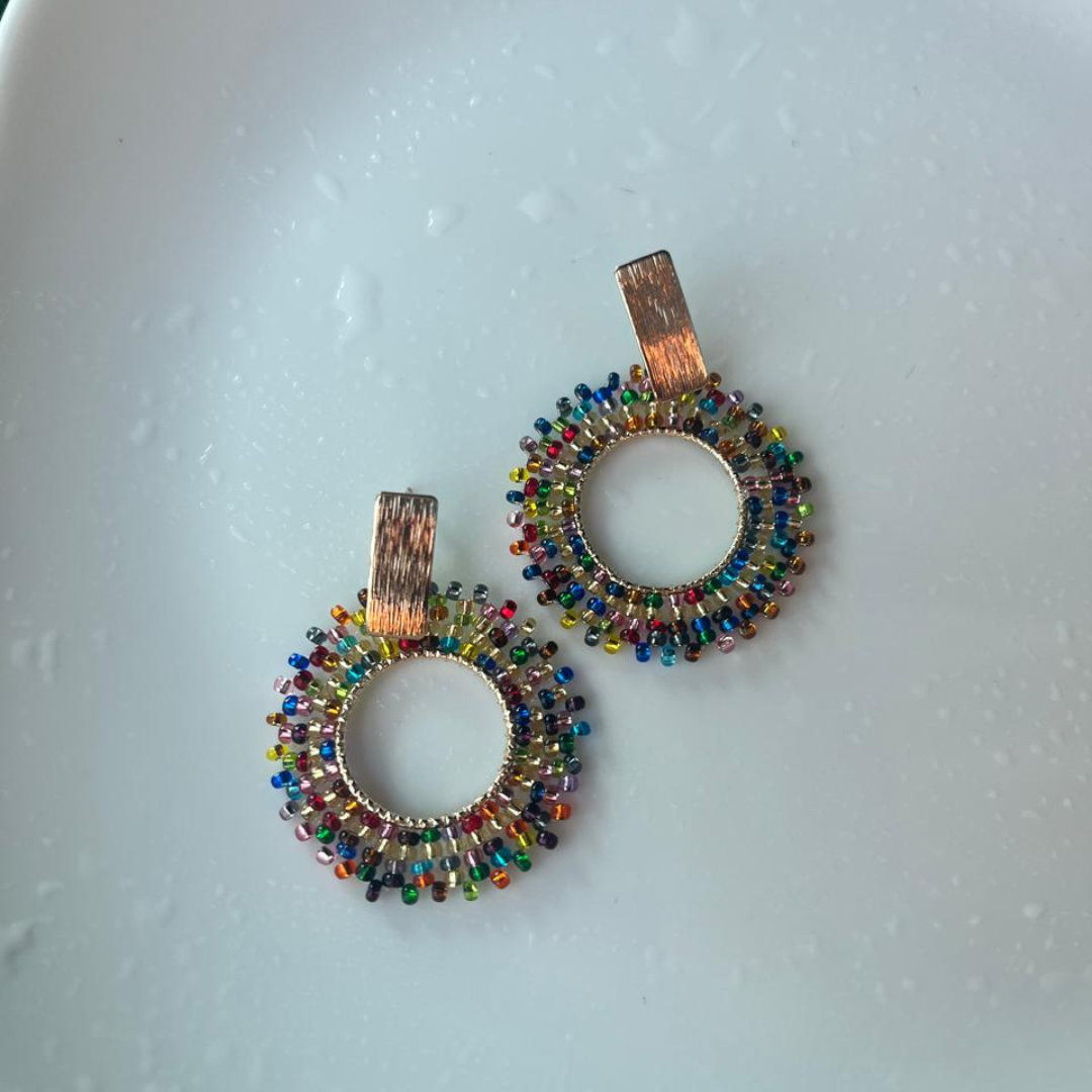 Handmade Little sunflower Beaded earrigns