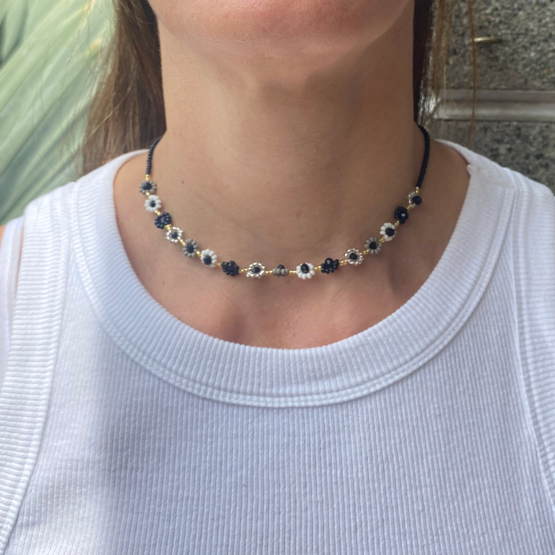 Beaded Flower Choker