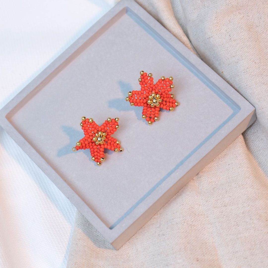 Handwoven Beaded Flower Earring