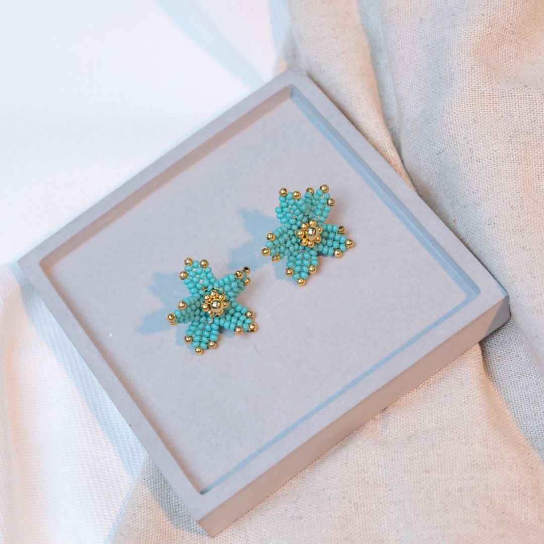 Handwoven Beaded Flower Earring