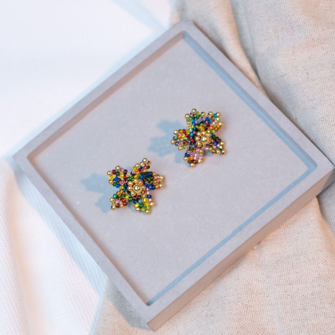 Handwoven Beaded Flower Earring