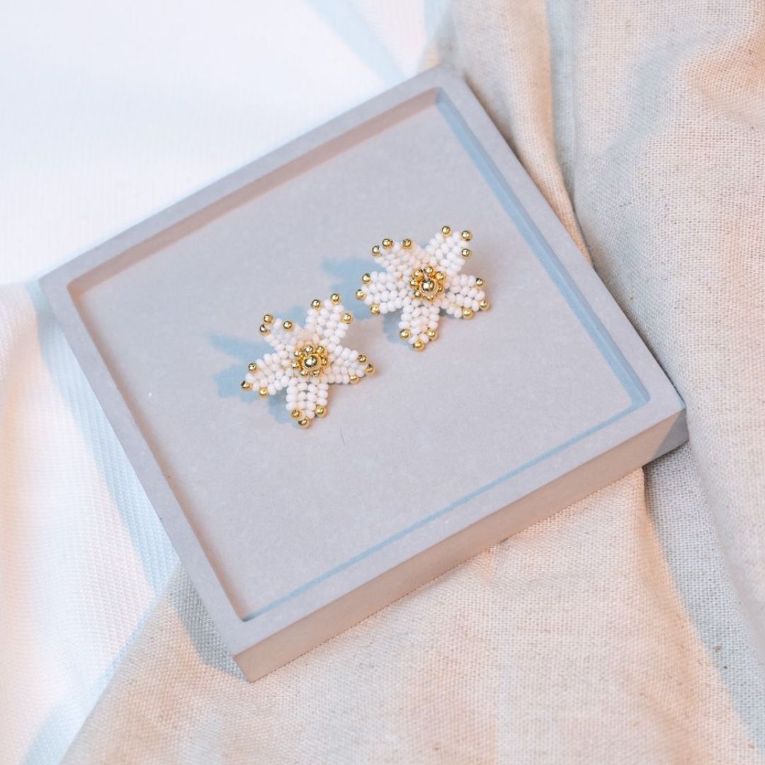 Handwoven Beaded Flower Earring