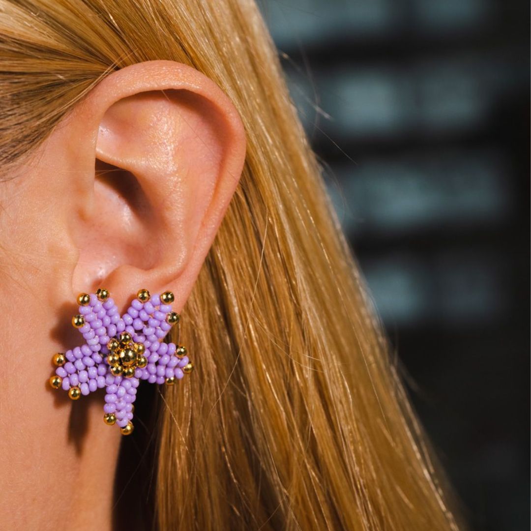Handwoven Beaded Flower Earring