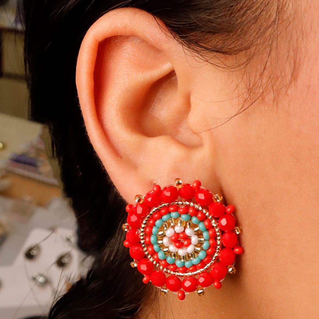 Handmade Sun beaded earrings