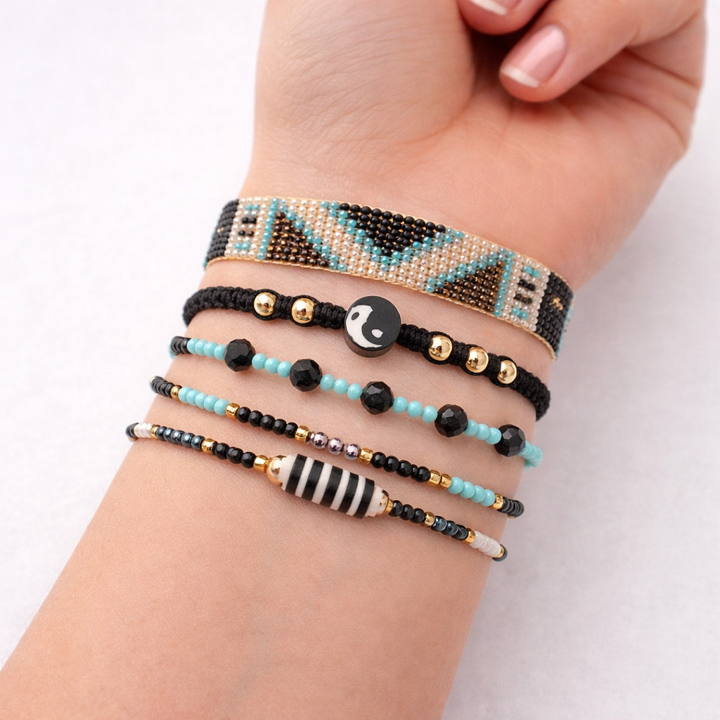 Handmade beads thick Bracelet Set