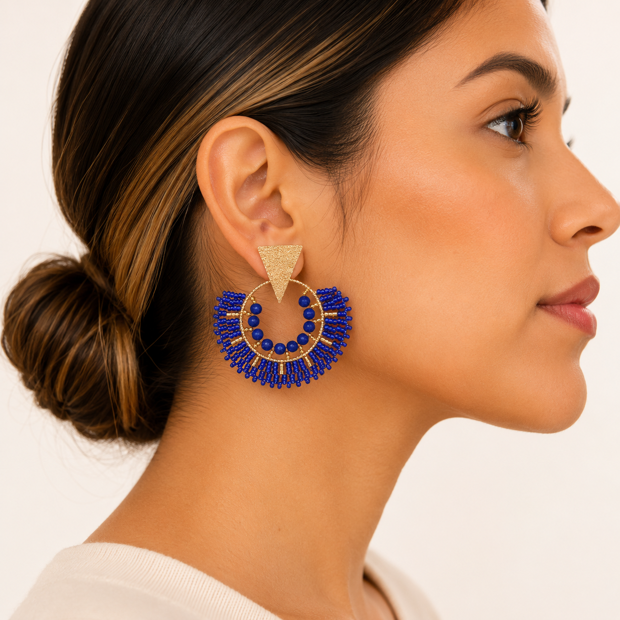 Handmade Beads disk-shaped Earrings