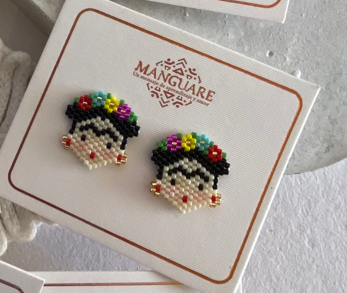 Handmade Frida earrings with Miyuki beads, these earrings are lightweight and comfortable to wear. Bronze stud with gold plating Each earring is carefully crafted with lightweight Miyuki beads, ensuring all-day comfort and wearability. 