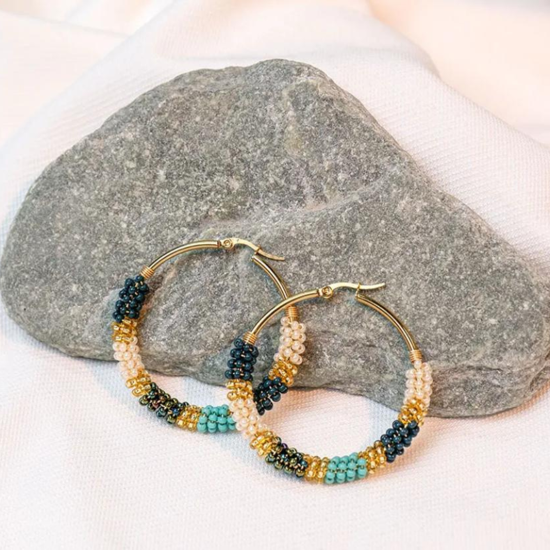 Handmade Beads Big Hoops Earrings