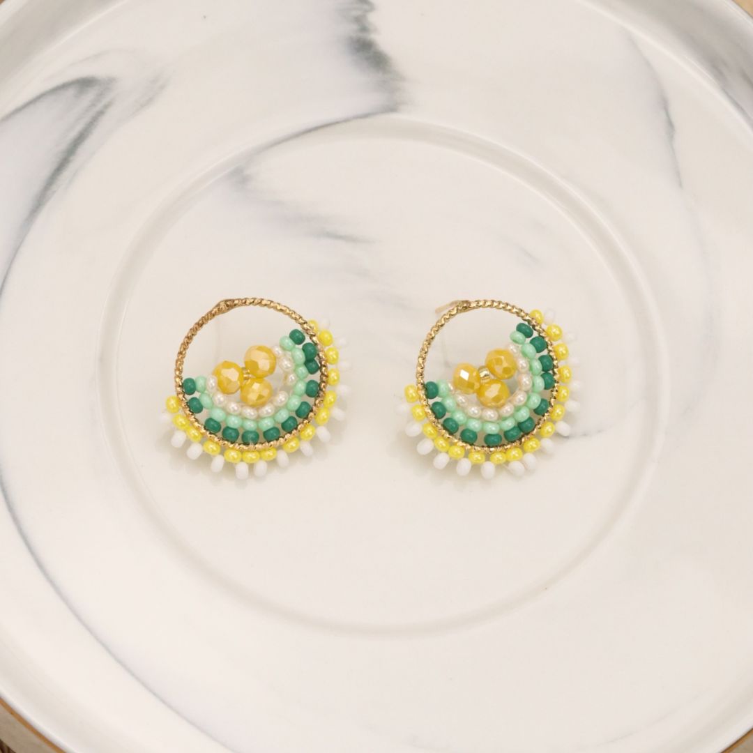 Handmade beaded round earrings