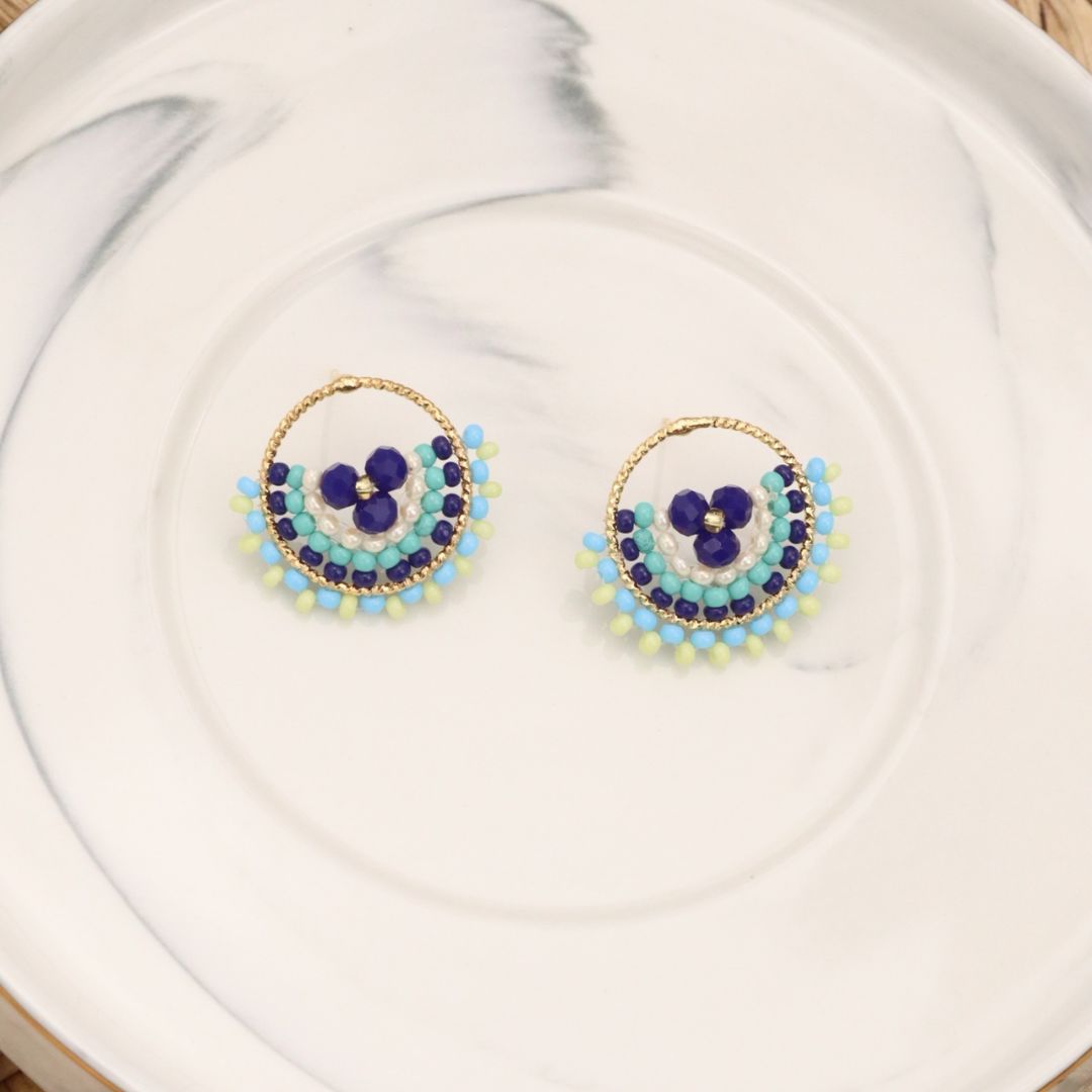Handmade beaded Little Disk Earrings