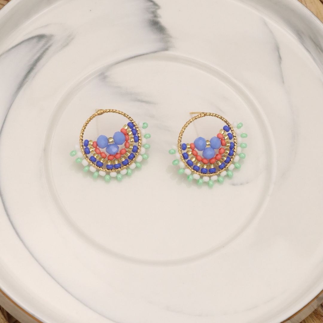 Handmade beaded round earrings