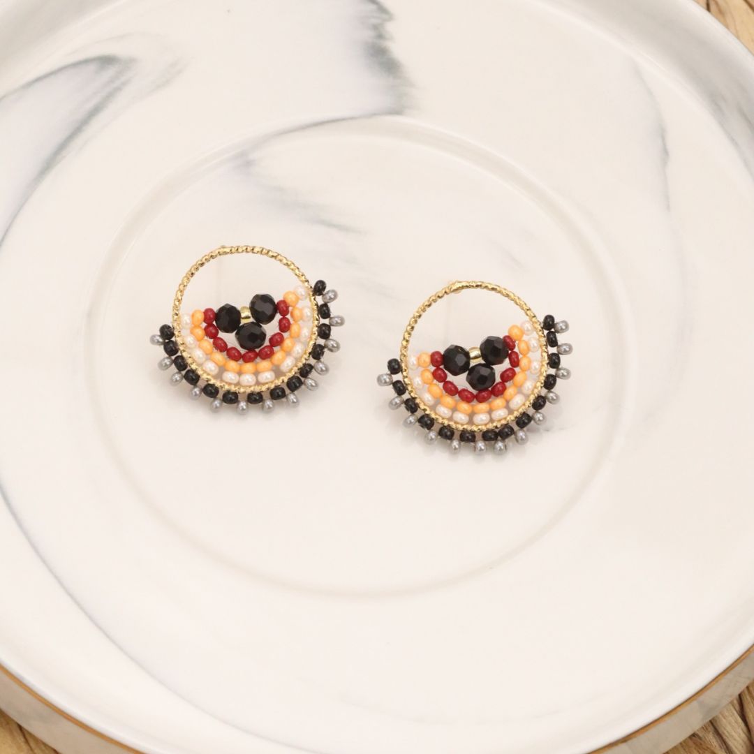 Handmade beaded round earrings