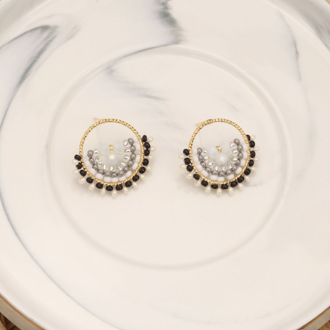 Handmade beaded round earrings