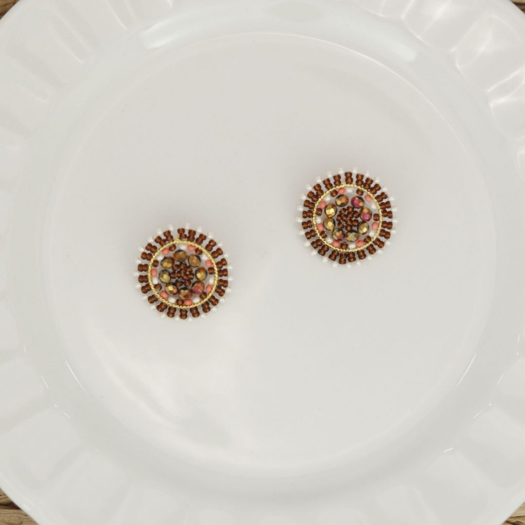 handmade Medium Round beaded Earring