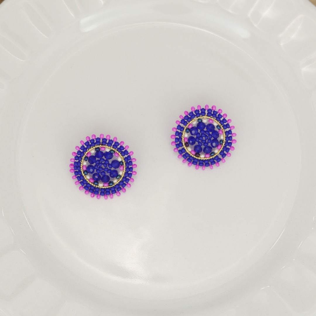 handmade Medium Round beaded Earring