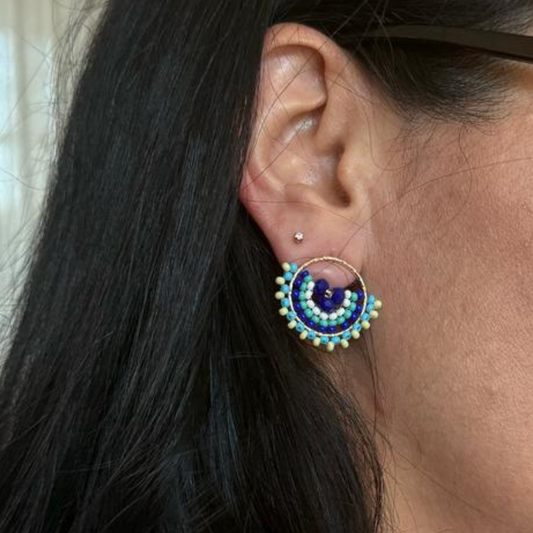 Handmade beaded round earrings