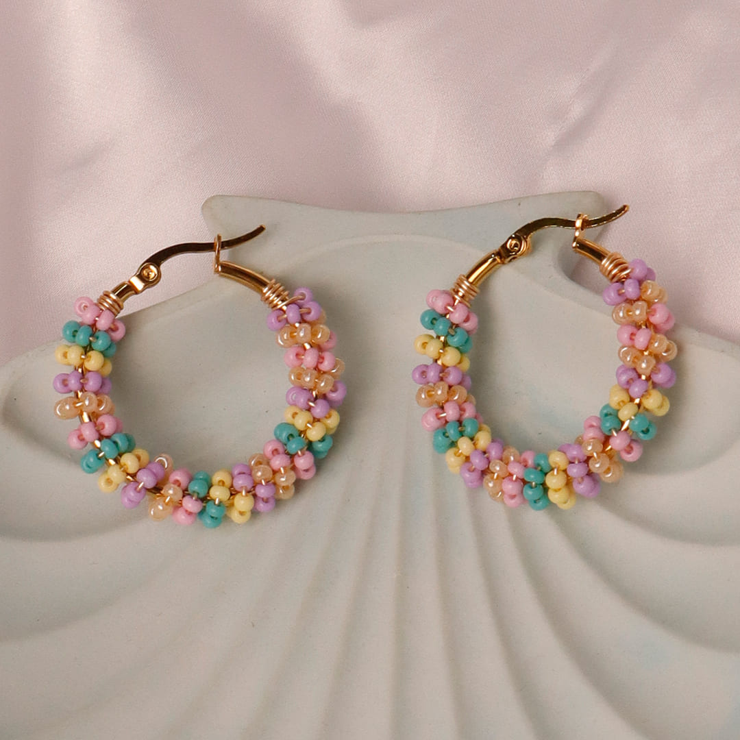 Handmade medium Hoops beaded