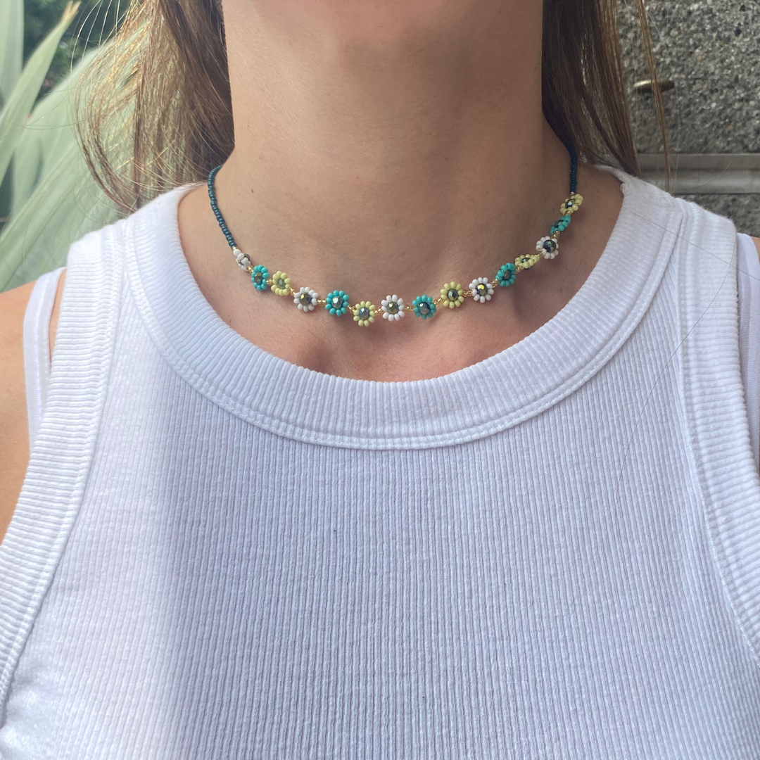 Beaded Flower Choker