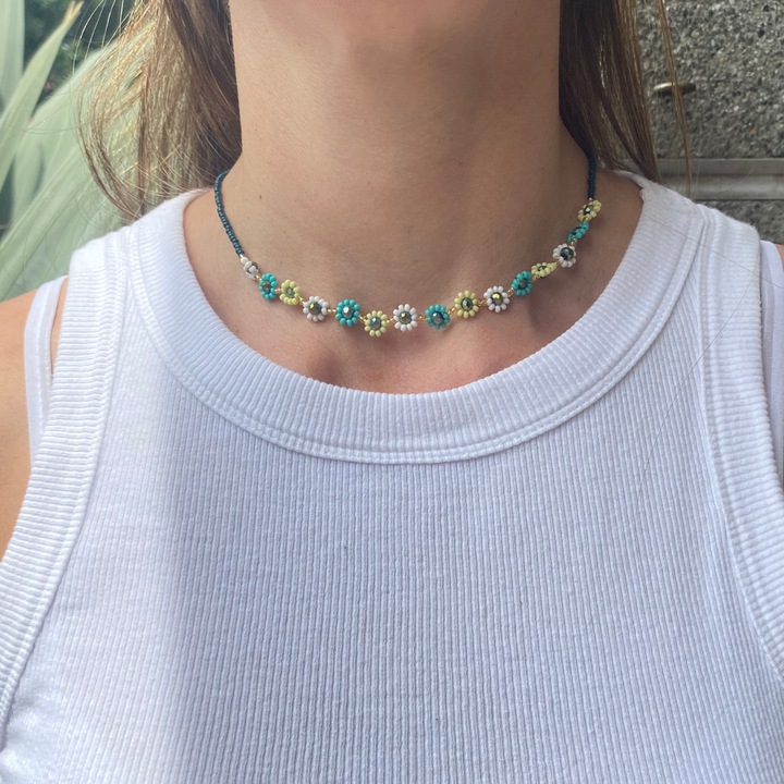 Beaded Flower Choker