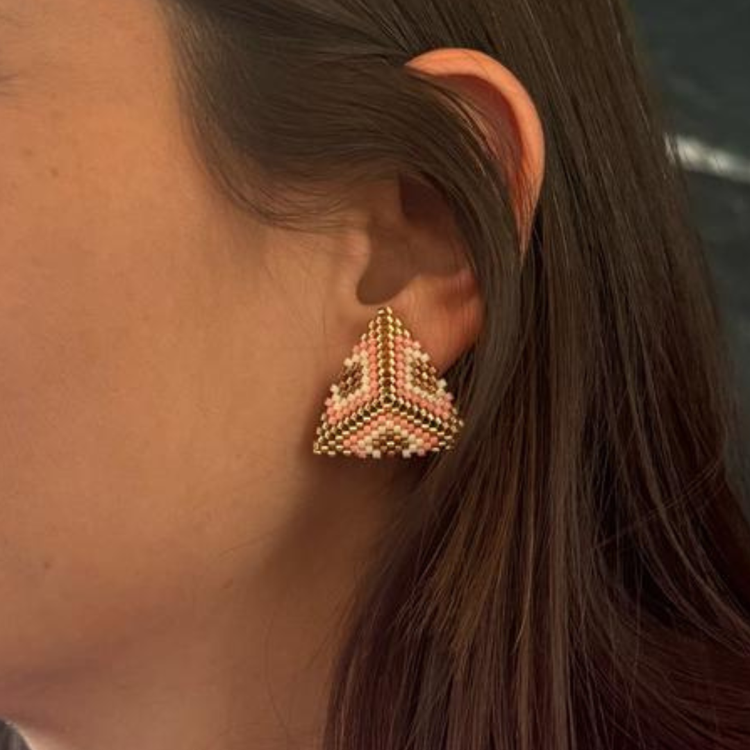 Handmade 3D Triangle Miyuki  Earring
