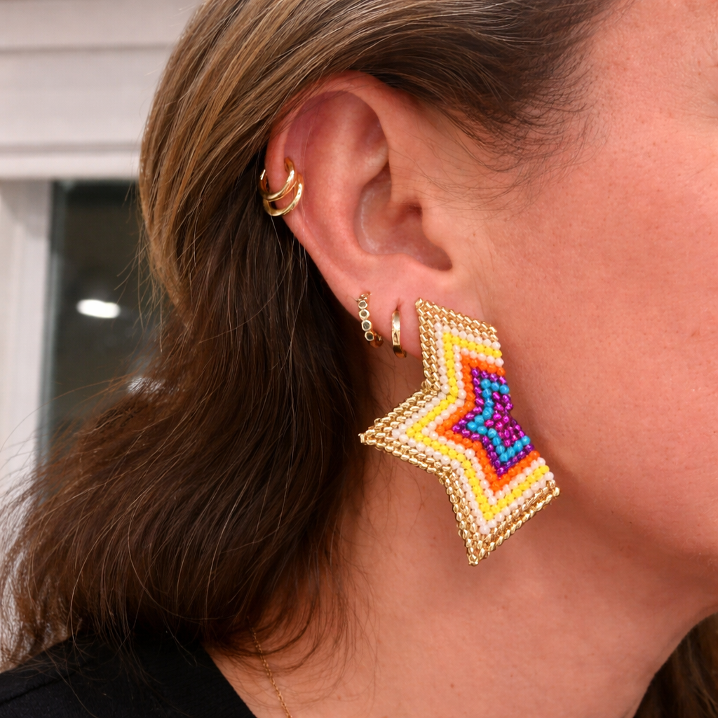 Handmade beaded Miyuki Stars Earrings