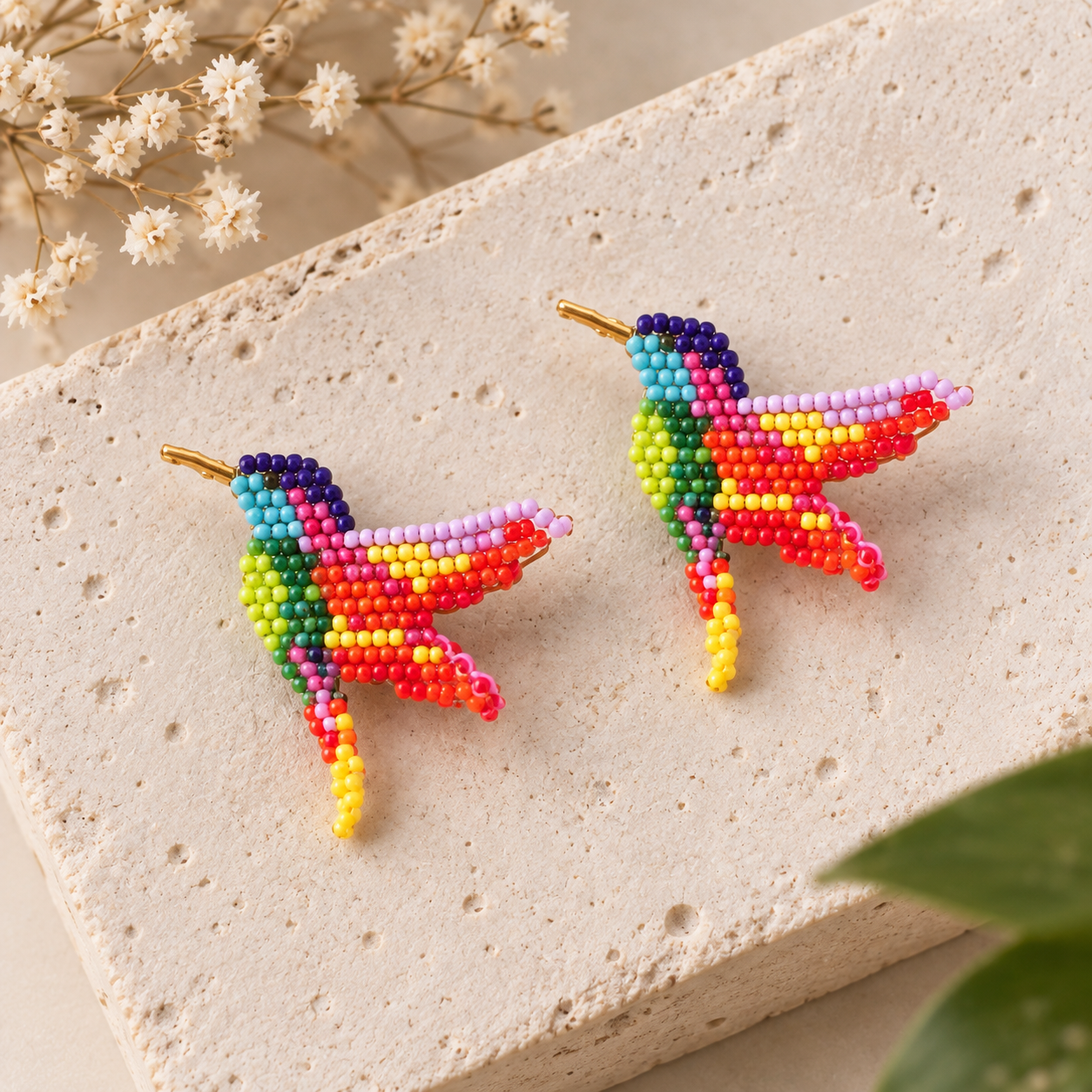 Handmade Miyuki humming-bird Earrings