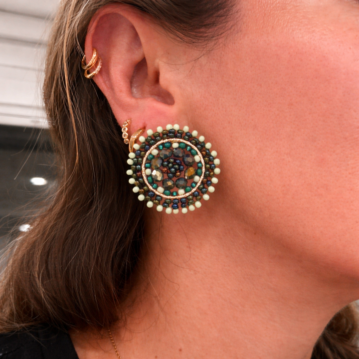handmade Medium Round beaded Earring