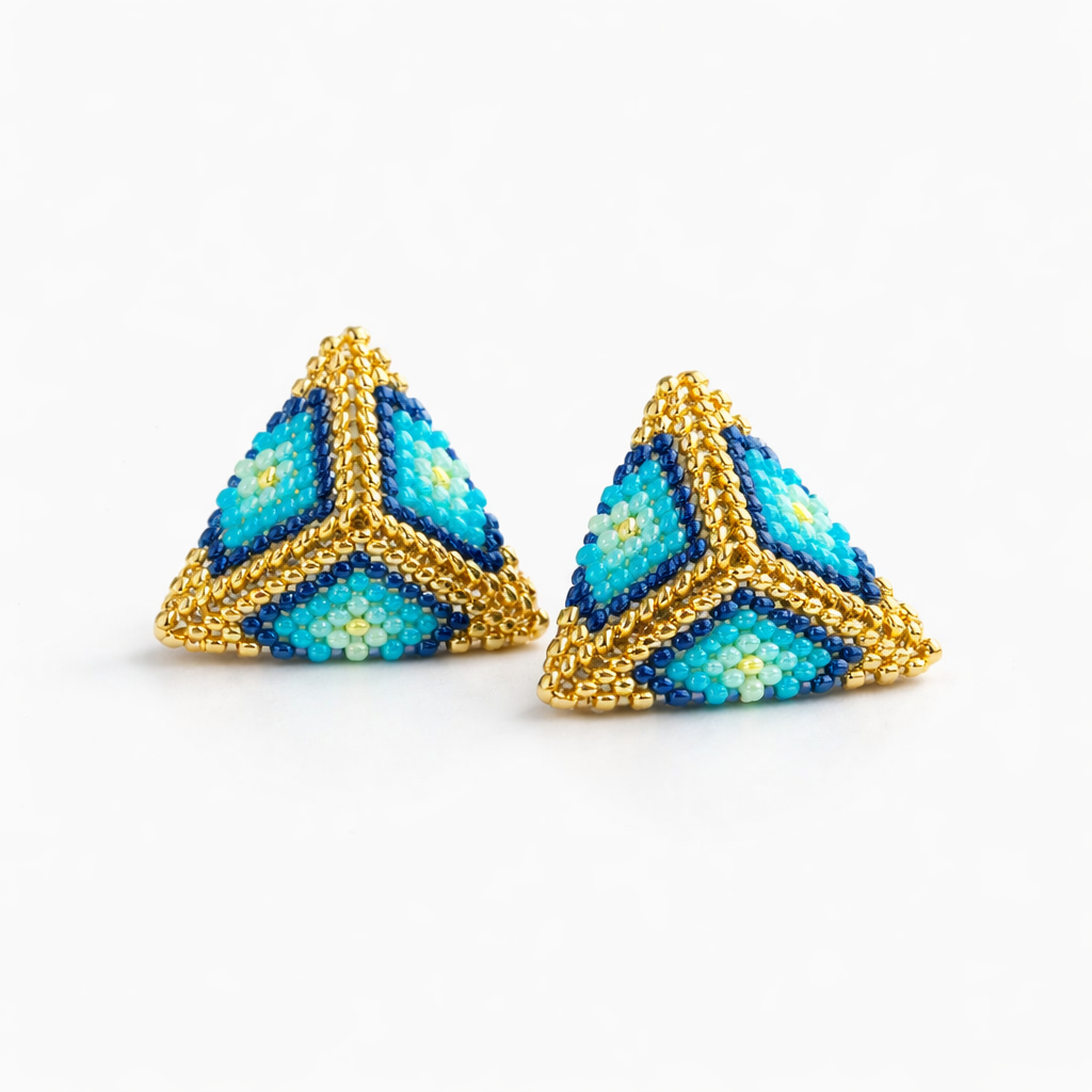 Handmade 3D Triangle Miyuki  Earring