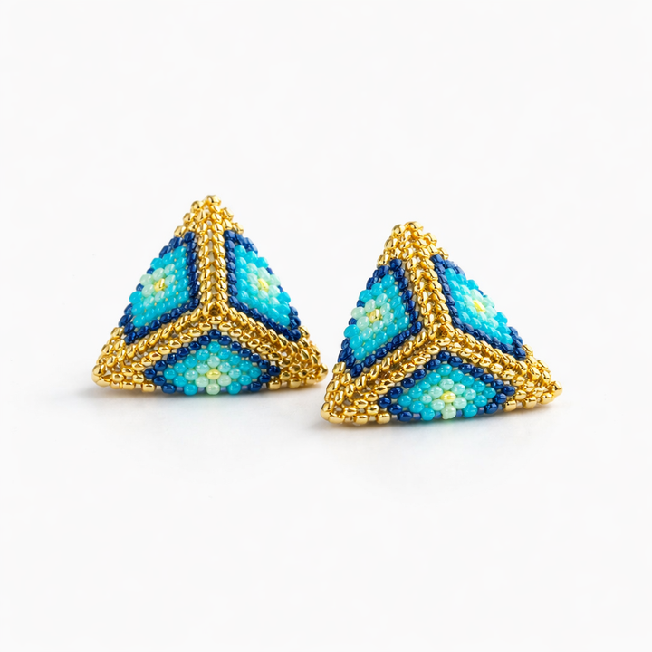 Handmade 3D Triangle Miyuki  Earring