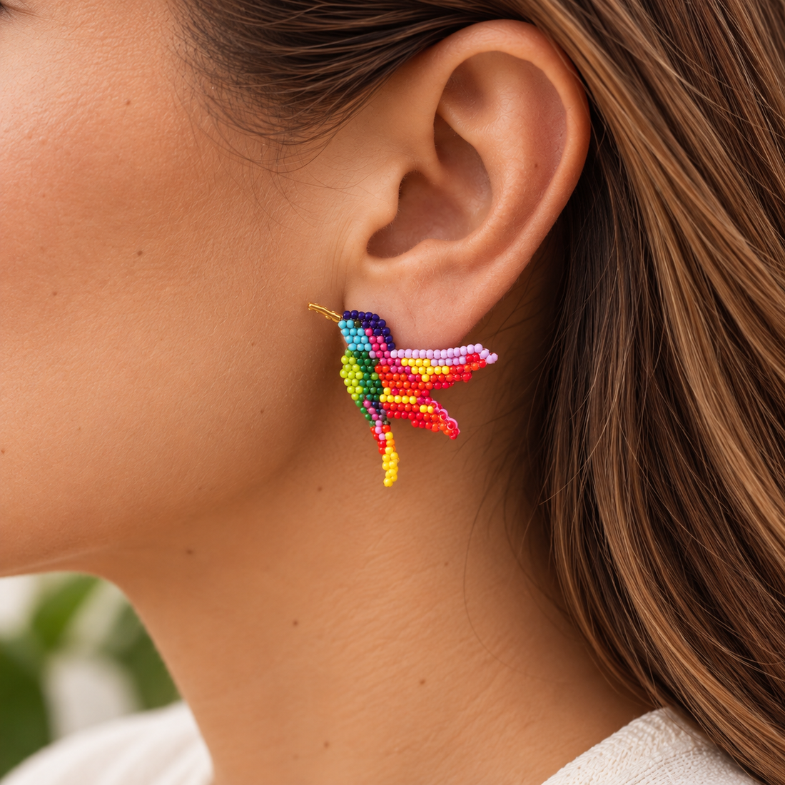 Handmade Miyuki humming-bird Earrings