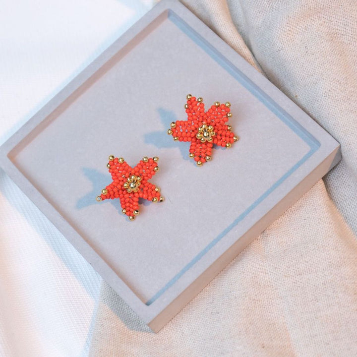 Handwoven Beaded Flower Earring