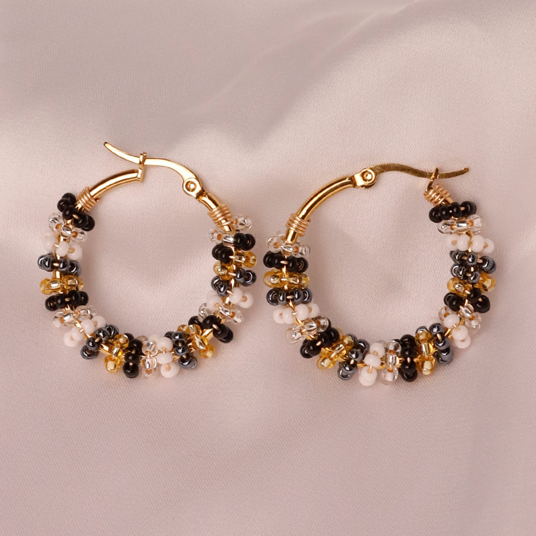 Handmade medium Hoops beaded