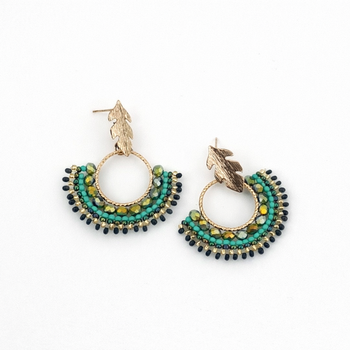 Hand made Beads Little Fan Earrings