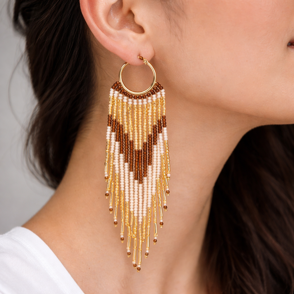 Handmade Beads Colombian Dangling Earrings