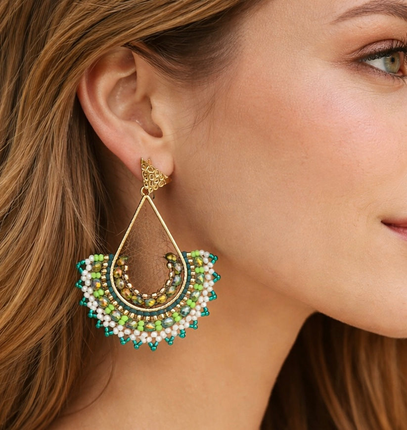 Handmade Beads Bigfan Earrings
