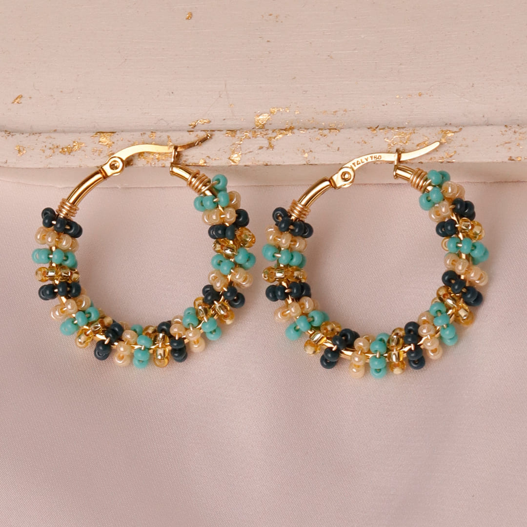 Handmade medium Hoops beaded