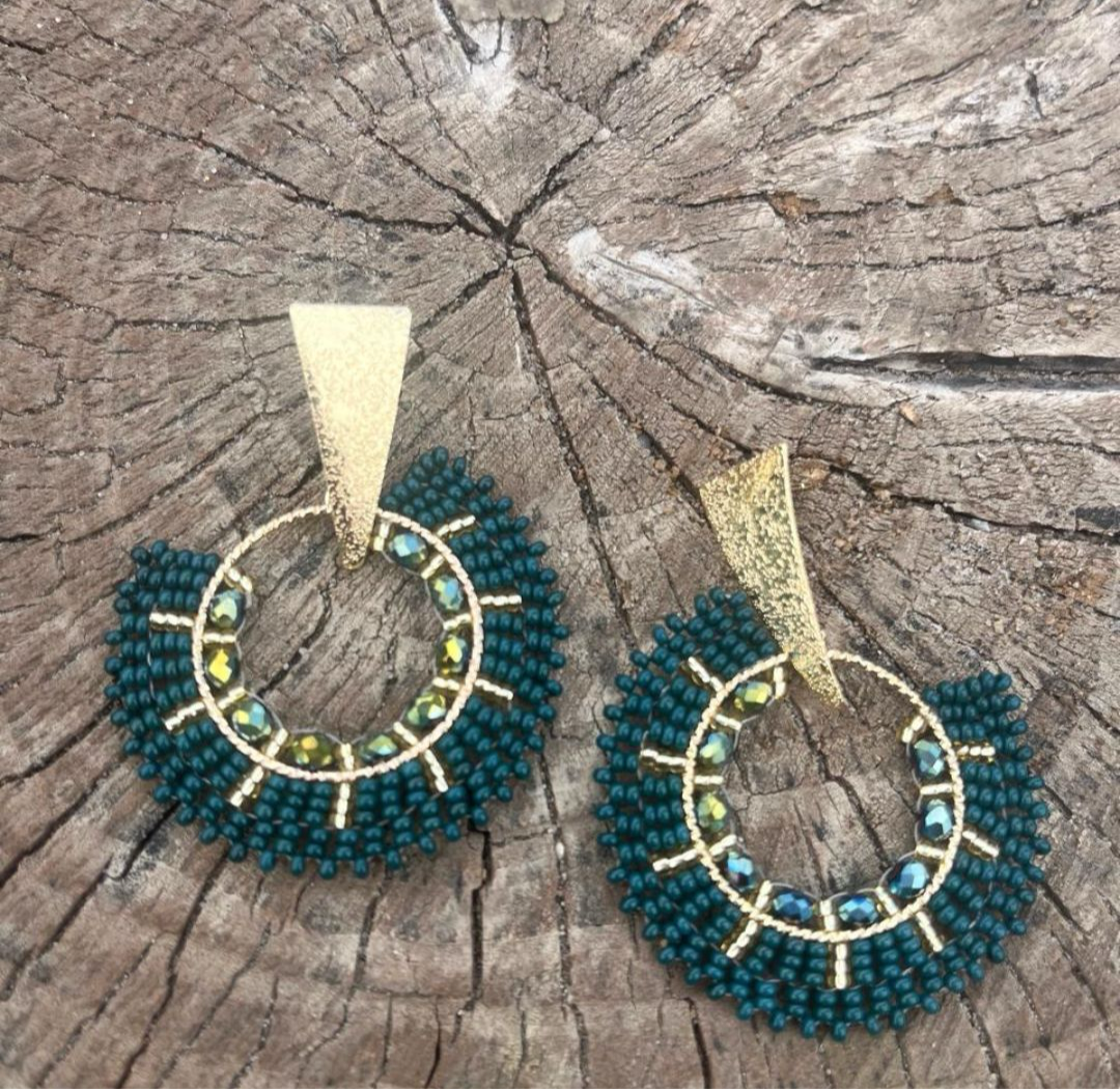 Handmade Beads disk-shaped Earrings