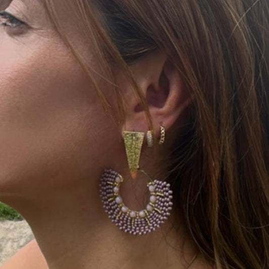 Handmade Beads disk-shaped Earrings