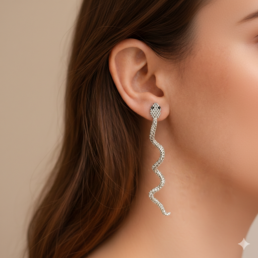 Snake Beaded Statement Earrings