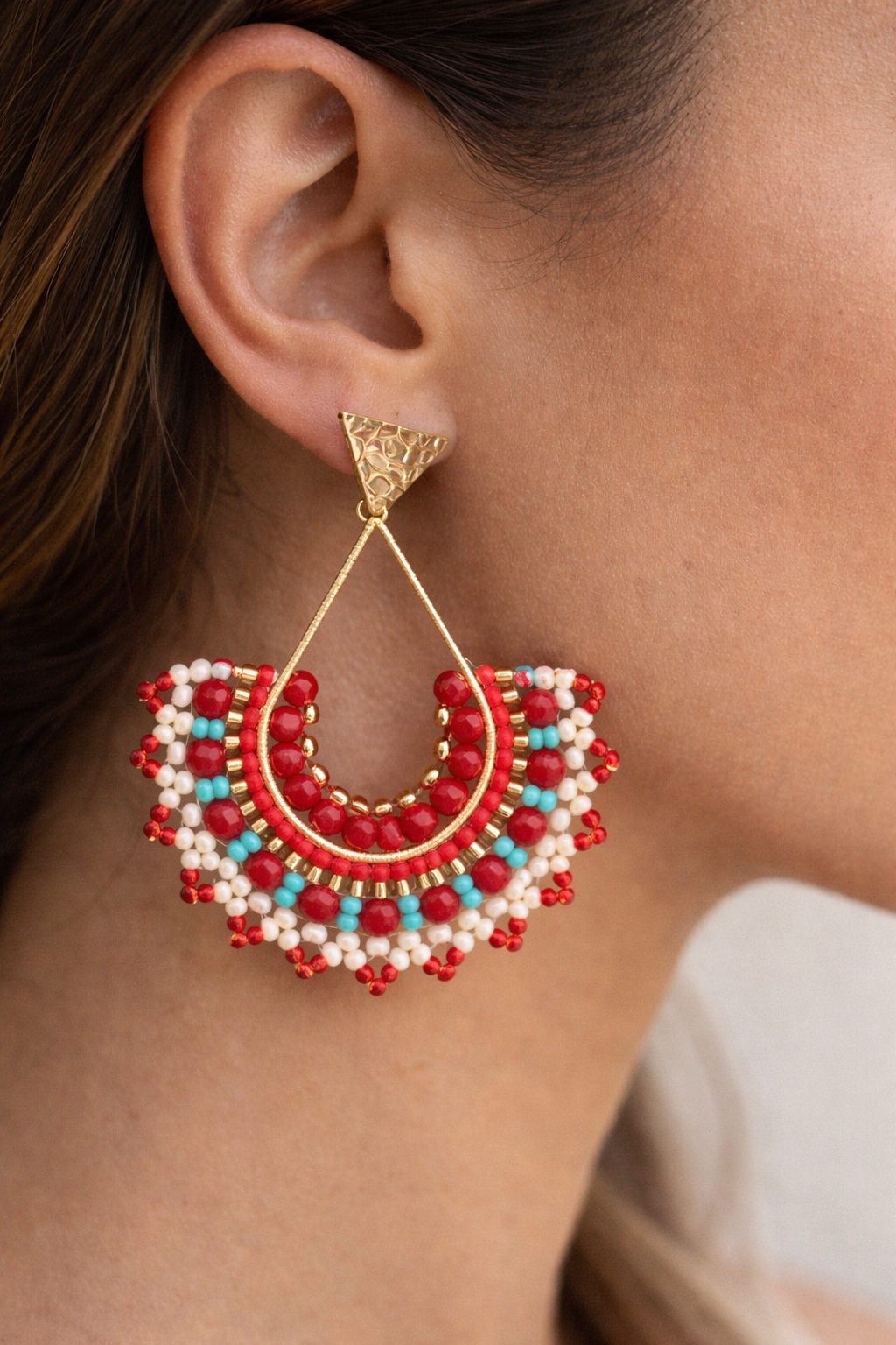 Handmade Beads Bigfan Earrings
