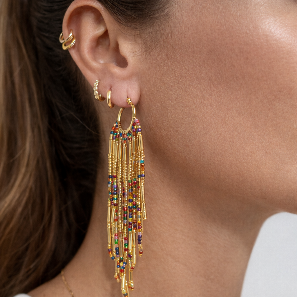 Handmade Beads Colombian Dangling Earrings