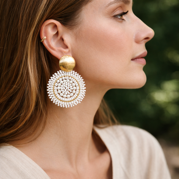 Handmade Beads Full moon Earrings