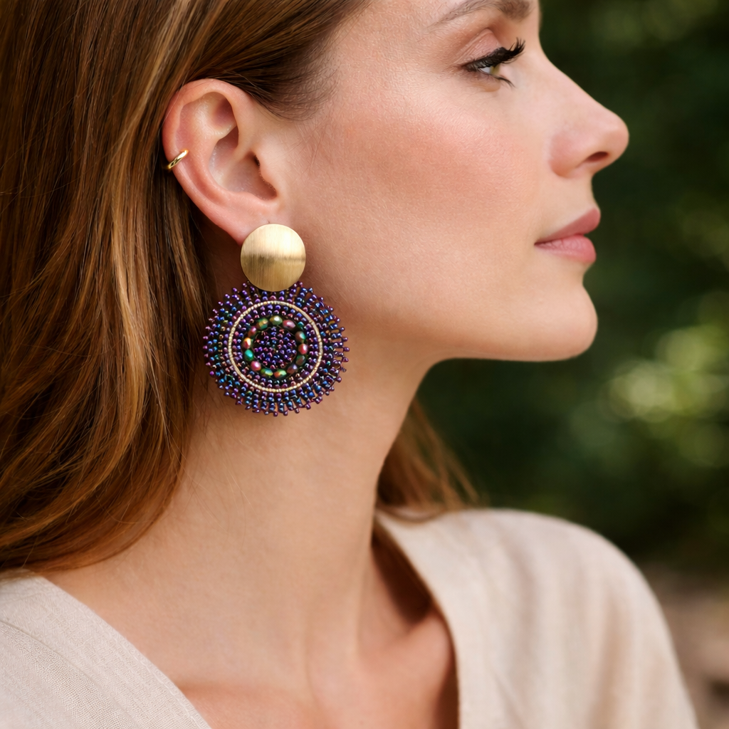 Handmade Beads Full moon Earrings