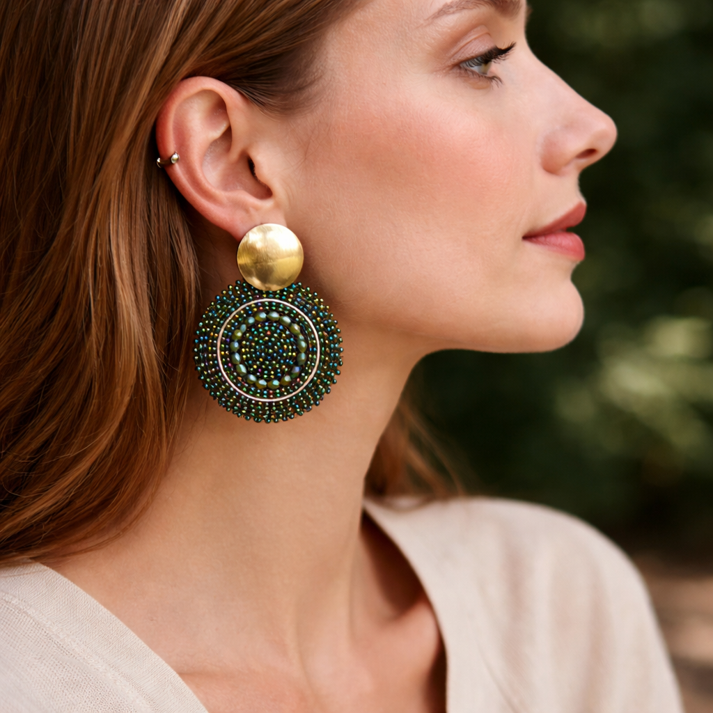 Handmade Beads Full moon Earrings