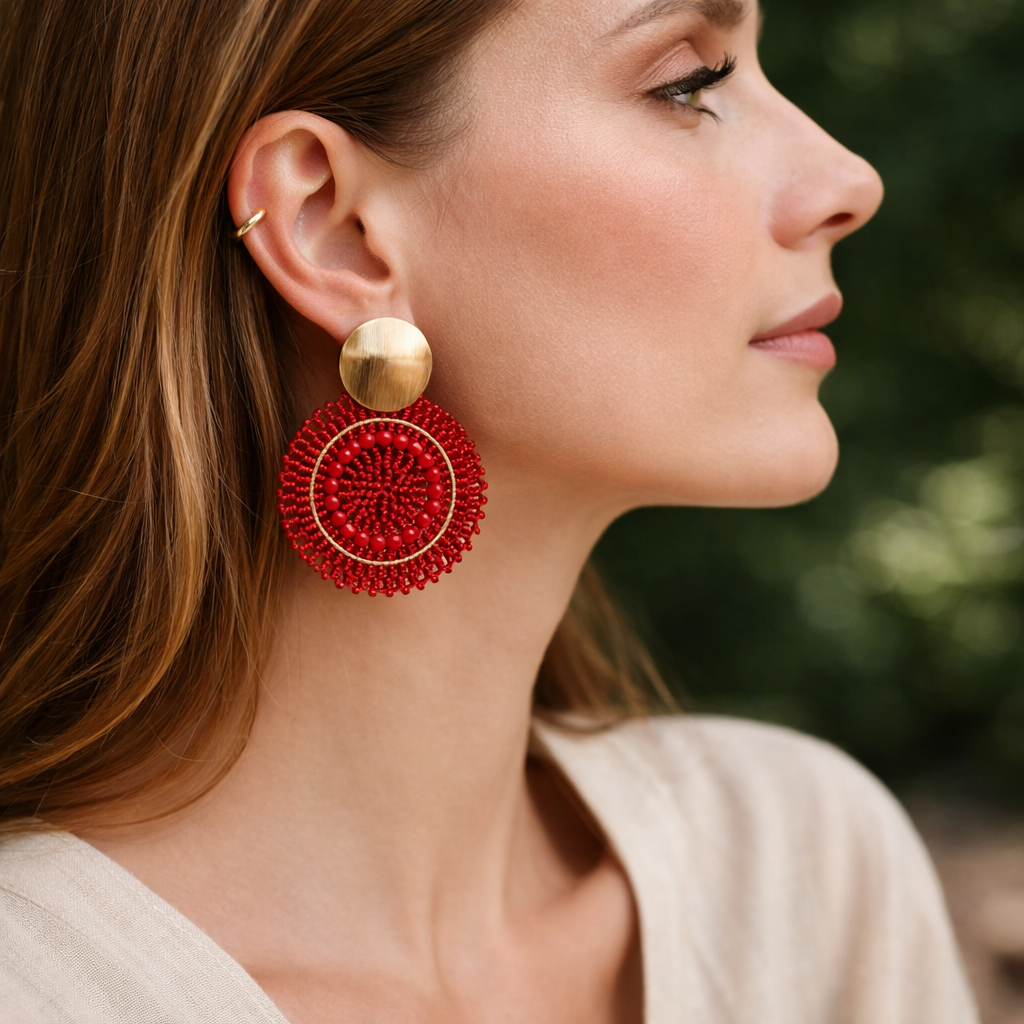 Handmade Beads Full moon Earrings