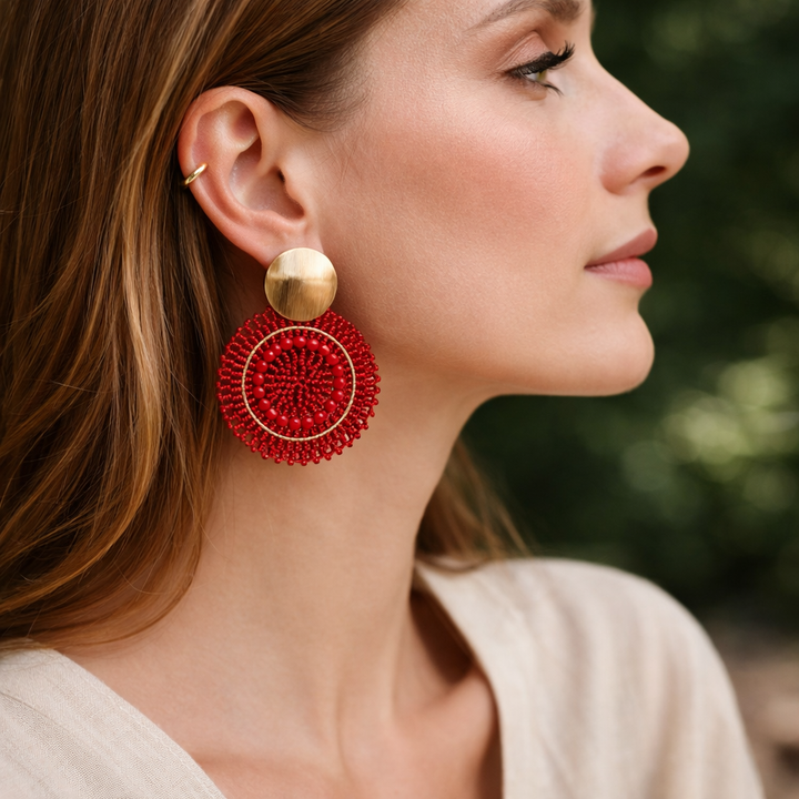 Handmade Beads Full moon Earrings