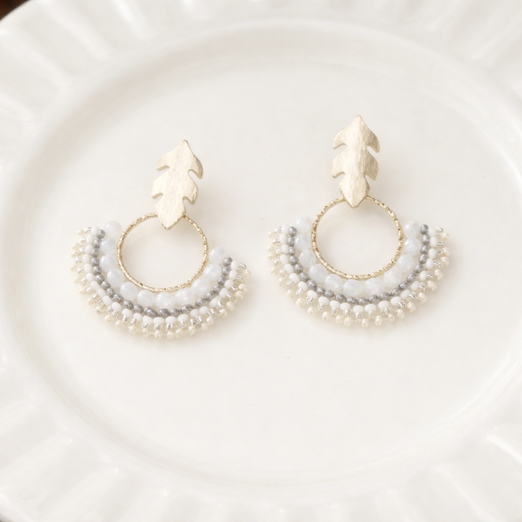 Hand made Beads Little Fan Earrings